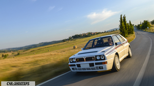 Lancia Delta HF Integrale Martini 5 – front three-quarter, white on a country road