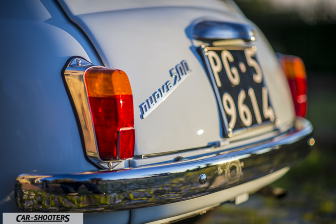 Nuova Fiat 500 D dettaglio logo posteriore