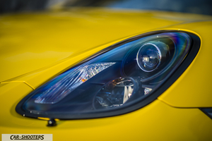 Porsche Cayman GT4 dettaglio faro anteriore