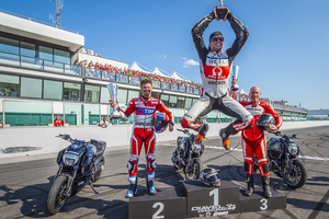 detail, motorcycle podium celebration