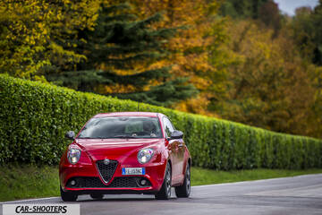 Alfa Romeo Mito Veloce Imola Mugello – front three-quarter, red on a country road