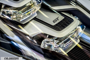 detail, headlight and gt badge close-up