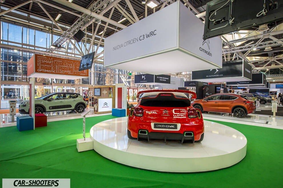 rear view, red on a display platform