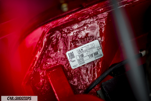Fiat Super Scoiattolo – engine bay, engine bay identification plaque