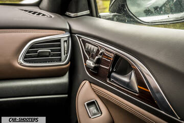 Infiniti Q30 – interior, brown leather door panel trim