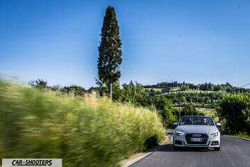 Audi A3 Cabriolet – front three-quarter, silver on a country road