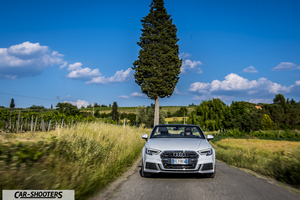 Audi A3 Cabriolet – front three-quarter, silver on a country road