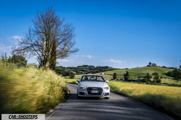 Audi A3 Cabriolet – front three-quarter, white on a country road