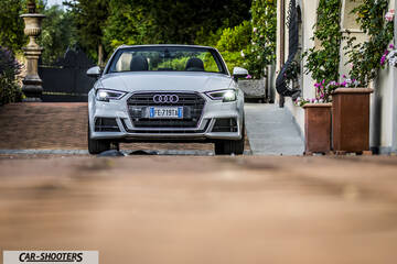 Audi A3 Cabriolet – front three-quarter, silver parked on a driveway