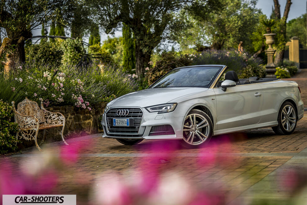 Audi A3 Cabriolet – front three-quarter, silver metallic parked on a paved driveway
