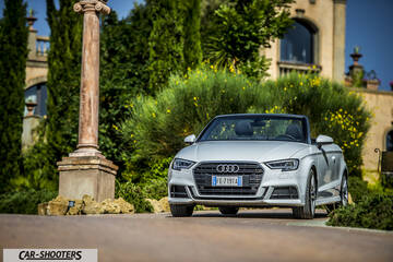 Audi A3 Cabriolet – front three-quarter, silver in front of a european villa