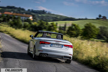 Audi A3 Cabriolet – rear view, white on a country road