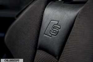 Audi A3 Cabriolet – detail, embossed logo on car seat