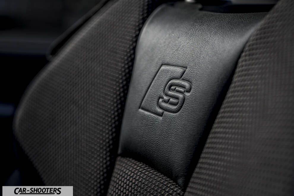 Audi A3 Cabriolet – detail, embossed logo on car seat