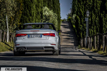 Audi A3 Cabriolet – rear view, grey on a country road