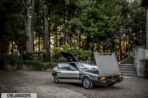 Lancia Beta Montecarlo – front three-quarter, silver on a gravel driveway