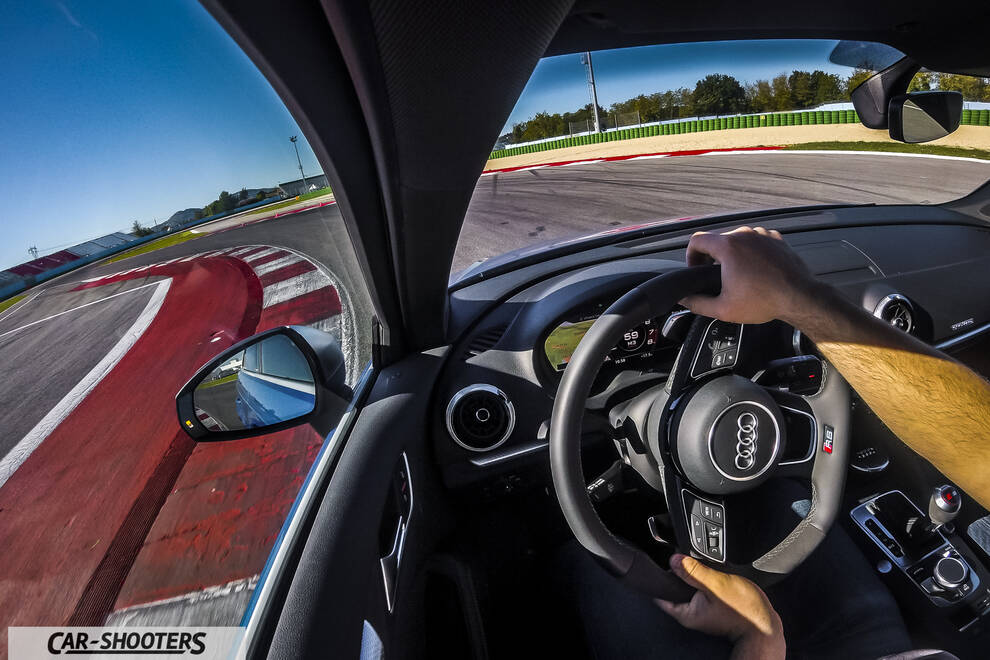 Audi – interior, driving on a race track