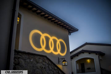 Audi – detail, projected audi logo on a building wall