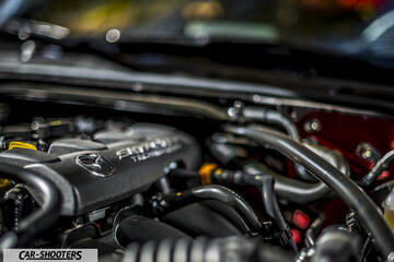 Mazda MX 5 ND – engine bay, close up of engine components