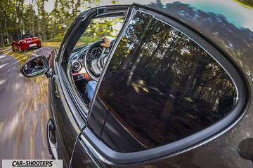 Mazda MX 5 ND – side profile, dark grey on a country road