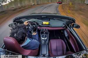 Mazda MX 5 ND – interior, driver on a winding road