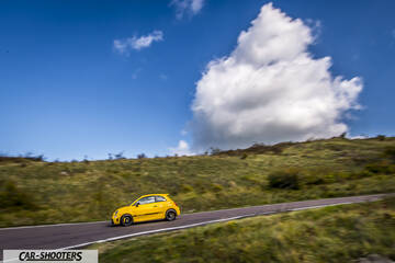 Abarth 595 Competizione – side profile, yellow on a country road