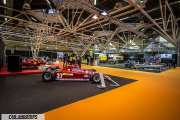 side profile, red in an exhibition hall