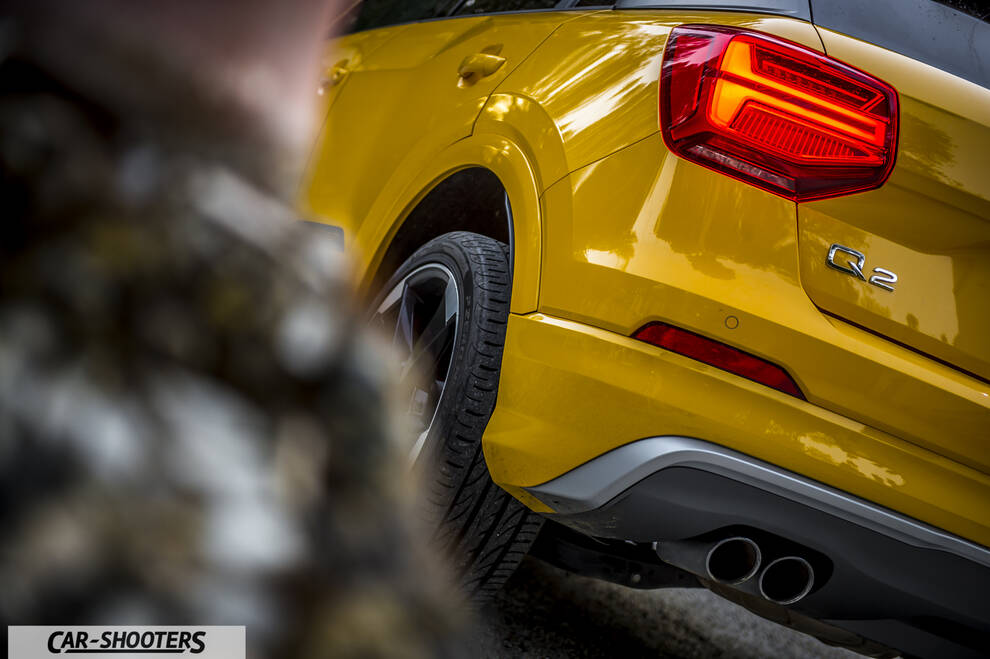 Audi Q2 – rear three-quarter, yellow