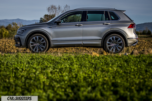 Volkswagen Tiguan – side profile, silver in a field