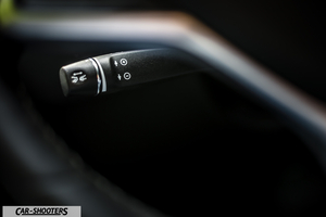 Tesla Model S – detail, steering column stalk close-up