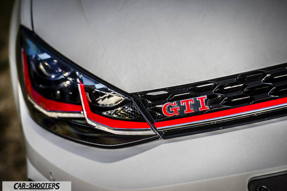 Volkswagen Golf GTI – detail, headlight and grille close-up
