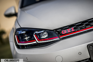 Volkswagen Golf GTI – detail, front grille and headlight close-up