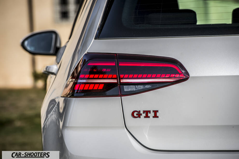 Volkswagen Golf GTI – rear three-quarter, silver showing taillight detail