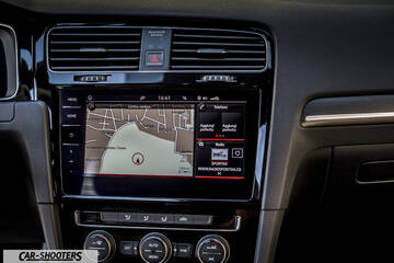 Volkswagen Golf GTI – dashboard, with central touchscreen navigation