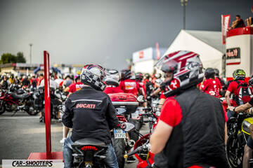 rear view, at a motorcycle gathering