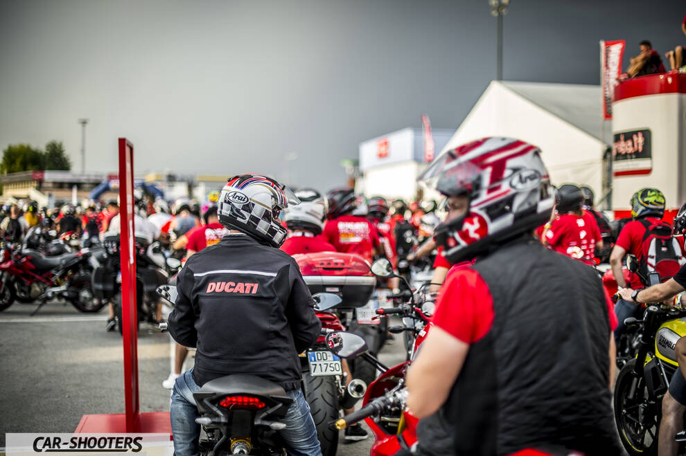 rear view, at a motorcycle gathering