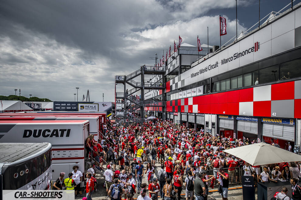 detail, crowded paddock at a racetrack
