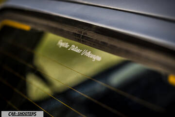 detail, rear window sticker close-up