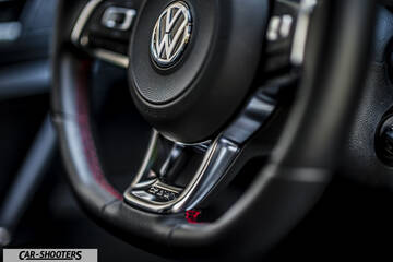 detail, leather steering wheel close-up