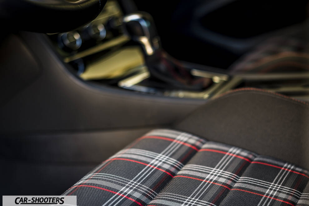 interior, plaid cloth front seats