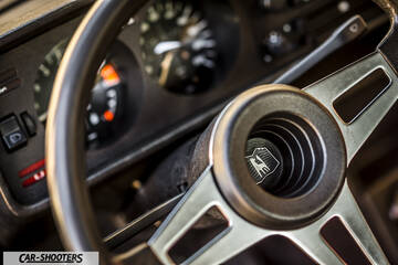 dashboard, classic steering wheel close-up