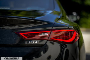 Infiniti Q60 – rear view, black rear taillight close-up