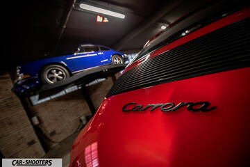 Porsche – detail, rear grille badge close-up