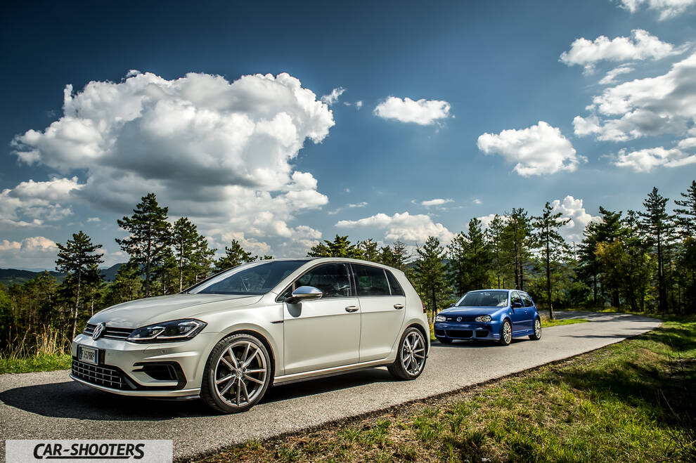 Volkswagen Golf R – front three-quarter, silver on a country road