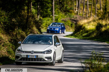 Volkswagen Golf R – front three-quarter, white on a country road