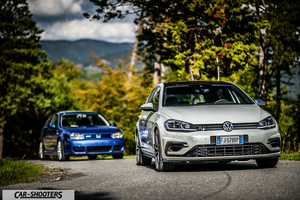Volkswagen Golf R – front three-quarter, silver on a country road