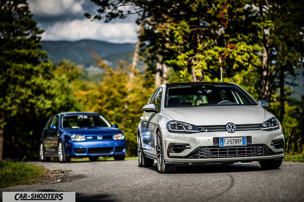 Volkswagen Golf R – front three-quarter, silver on a country road