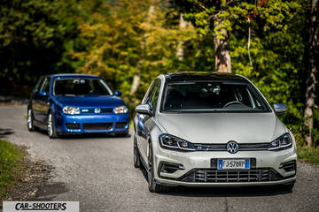 Volkswagen Golf R – front three-quarter, silver on a country road