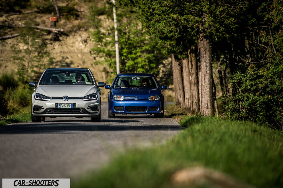 Volkswagen Golf R – front three-quarter, white on a country road