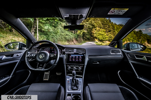 Volkswagen Golf R – dashboard, dark interior with steering wheel